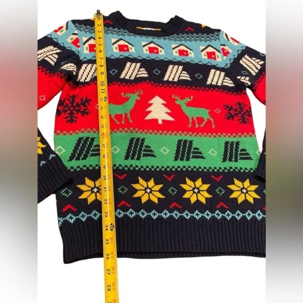 Small Aldi Christmas Sweater Adult Mens Ugly Fair Isle Reindeer Blue